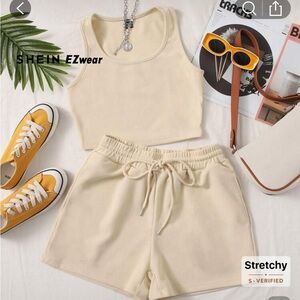 Women's Cream Drawstring Shorts